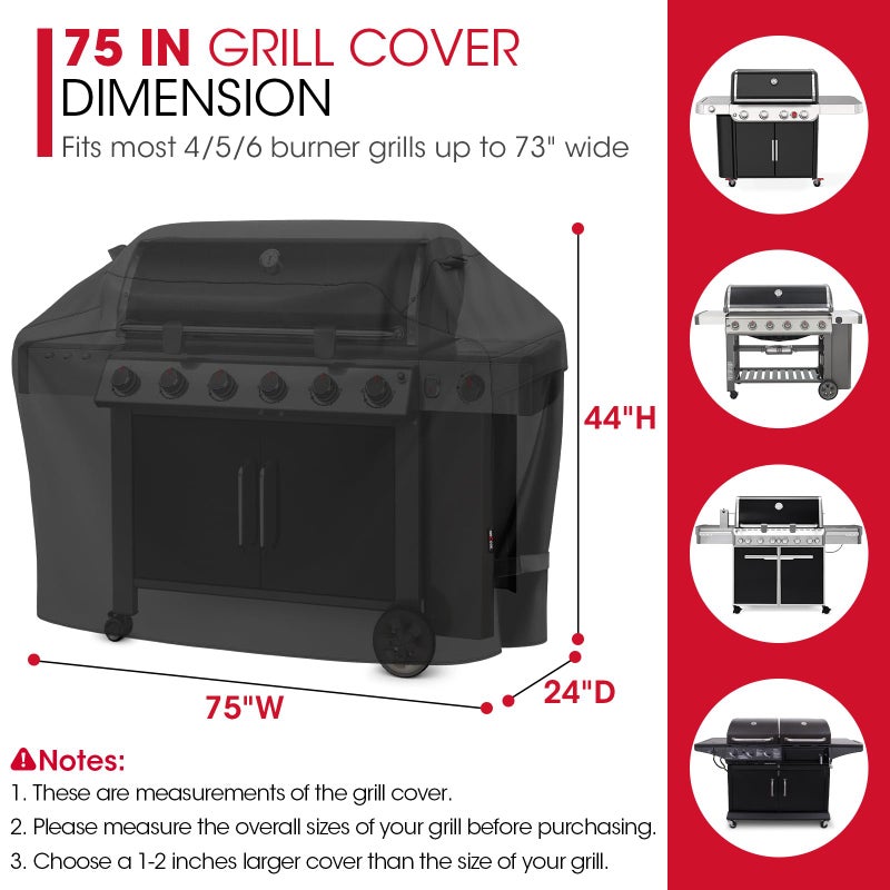 UNICOOK Heavy Duty Waterproof Barbecue Gas Grill Cover, 75-inch XX-Large BBQ Cover, Special Fade Resistant, Durable and Convenient, Fits Grills of Weber Char-Broil Nexgrill Brinkmann and More - Image 2
